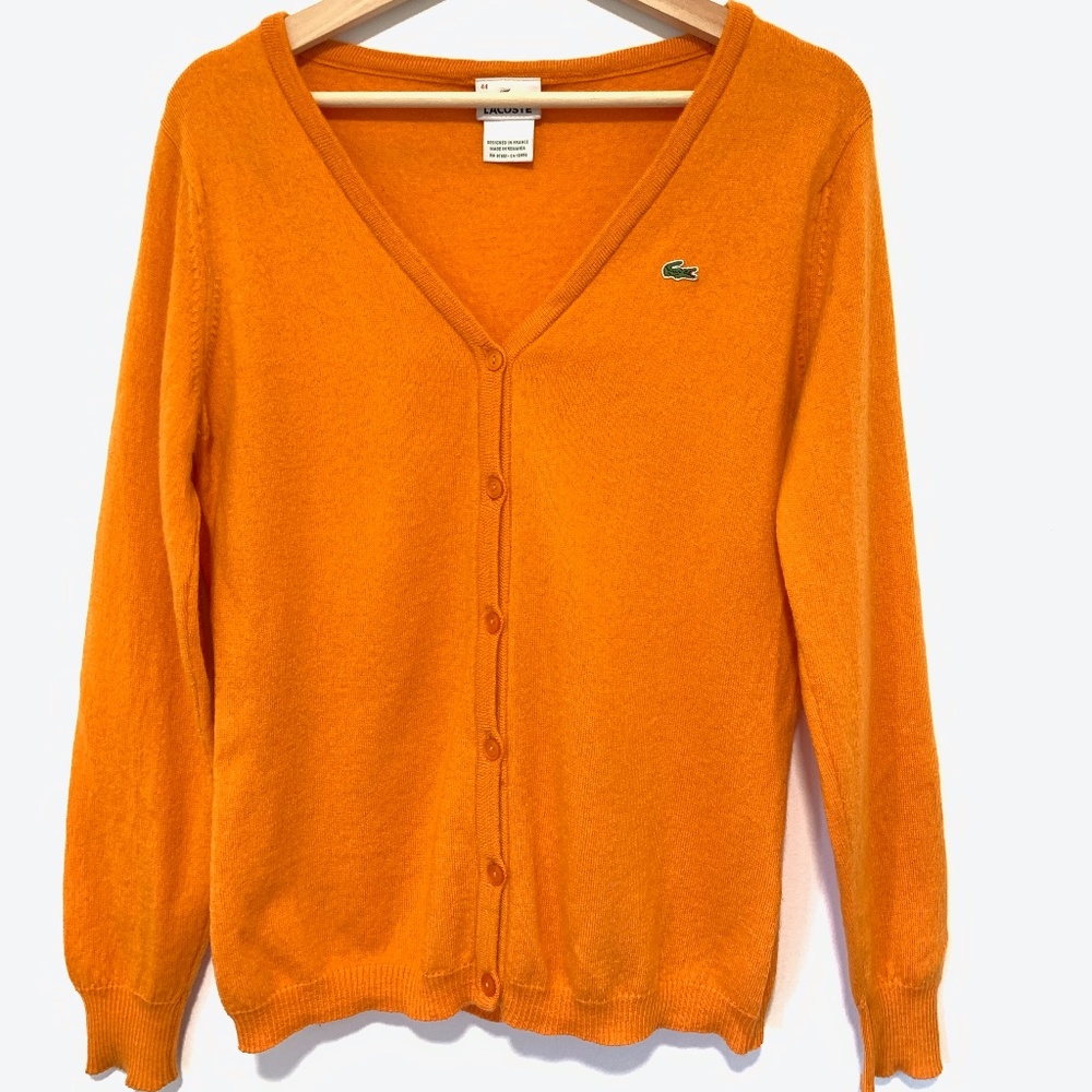 Lacoste Vintage V Neck Button Up Cardigan